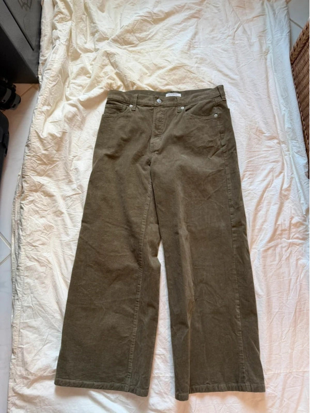 Banana Republic High Rise Wide Leg Corduroy Pants 12 Dark Green Dark Academia